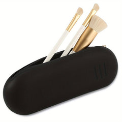 Travel Makeup Brush Holder Silicone Organizer Waterproof Case Zipper Closure
