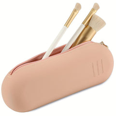 Travel Makeup Brush Holder Silicone Organizer Waterproof Case Zipper Closure