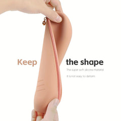 Travel Makeup Brush Holder Silicone Organizer Waterproof Case Zipper Closure