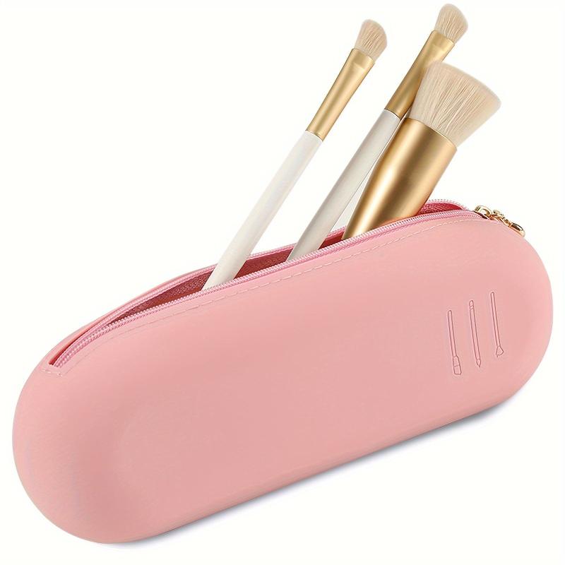 Travel Makeup Brush Holder Silicone Organizer Waterproof Case Zipper Closure