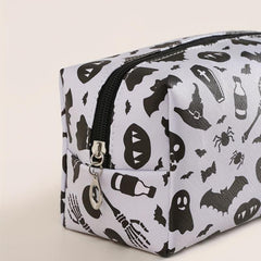 Halloween Skull & Bat Print Makeup Bag