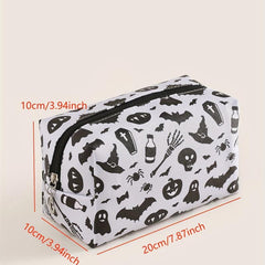 Halloween Skull & Bat Print Makeup Bag