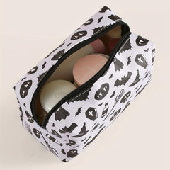 Halloween Skull & Bat Print Makeup Bag