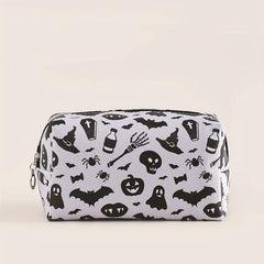 Halloween Skull & Bat Print Makeup Bag