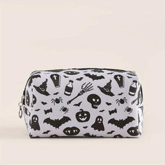Halloween Skull & Bat Print Makeup Bag