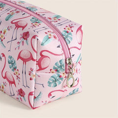 Flamingo & Banana Leaf Pattern Makeup Bag Portable Travel Organizer