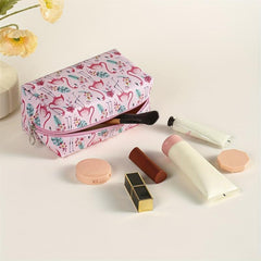 Flamingo & Banana Leaf Pattern Makeup Bag Portable Travel Organizer