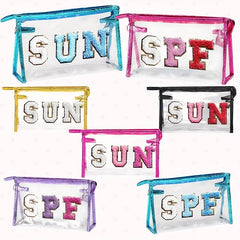 Clear SPF SUN Sunscreen Bag Makeup Cosmetic Pouch Organizer Women Girls