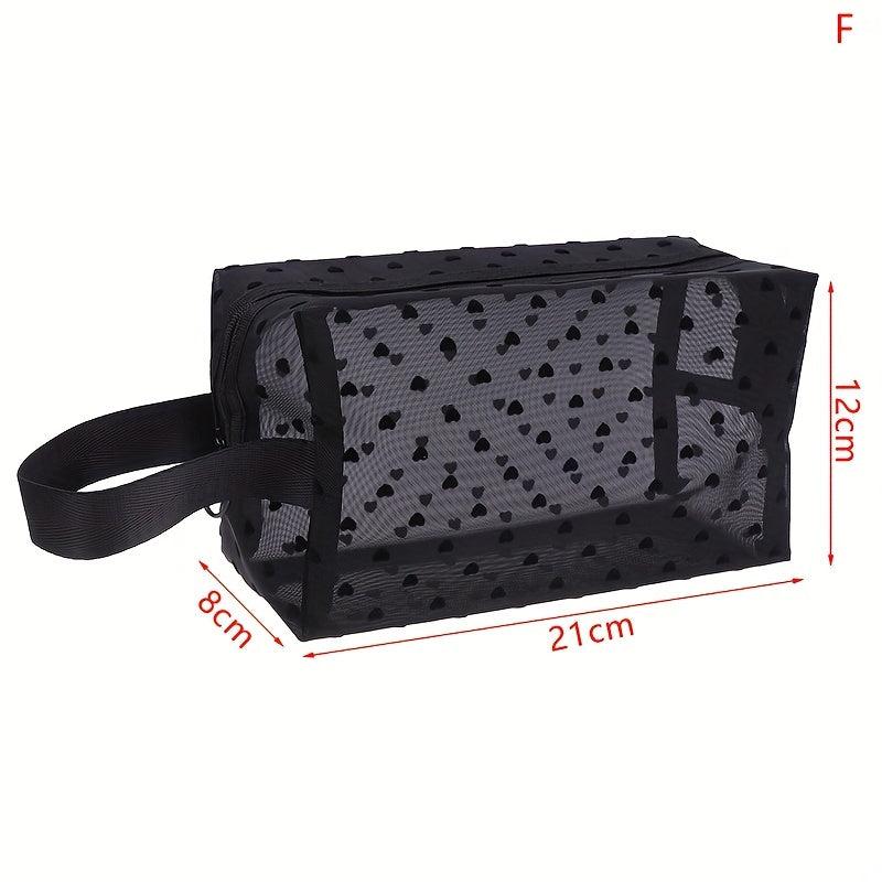 Love Mesh Cosmetic Bag Portable Makeup Case Lanyard Organizer