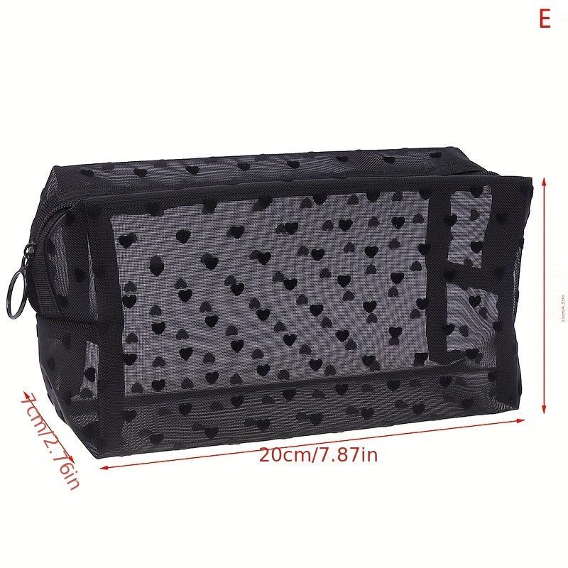 Love Mesh Cosmetic Bag Portable Makeup Case Lanyard Organizer