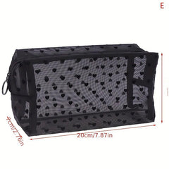Love Mesh Cosmetic Bag Portable Makeup Case Lanyard Organizer