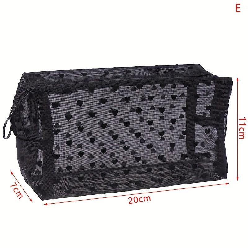 Love Mesh Cosmetic Bag Portable Makeup Case Lanyard Organizer