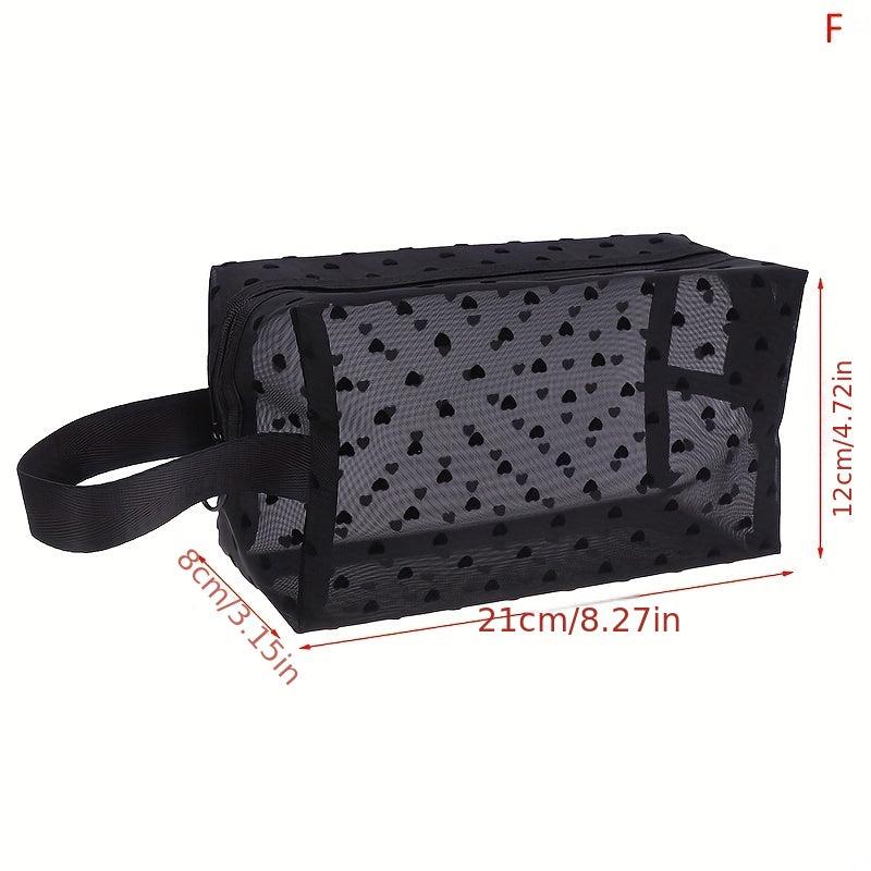 Love Mesh Cosmetic Bag Portable Makeup Case Lanyard Organizer