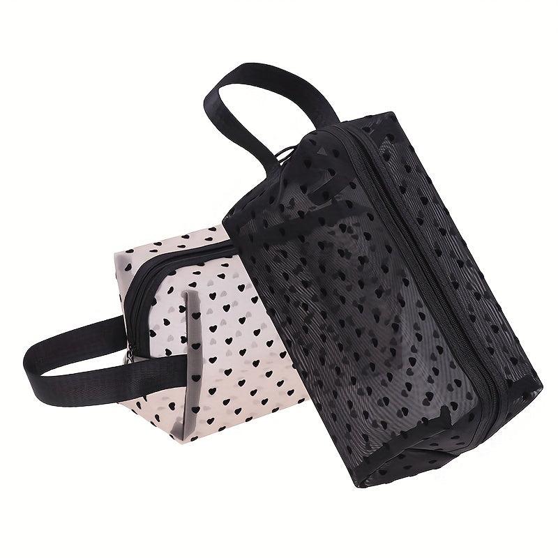 Love Mesh Cosmetic Bag Portable Makeup Case Lanyard Organizer