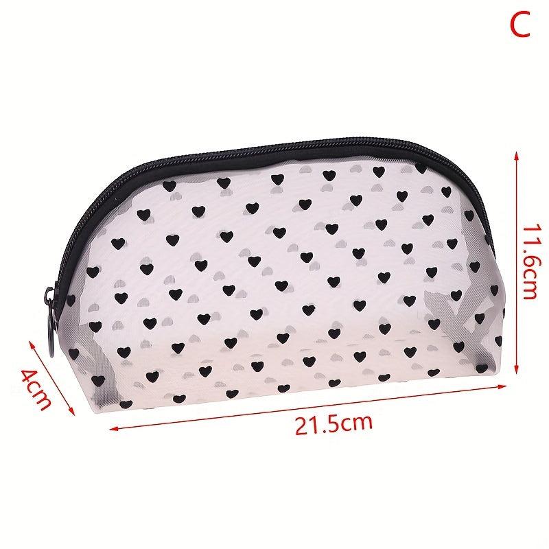 Love Mesh Cosmetic Bag Portable Makeup Case Lanyard Organizer