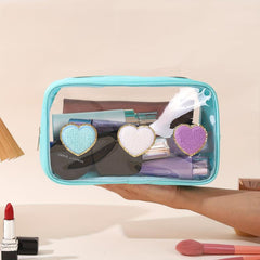 Chenille Letter Patch Bag Preppy Makeup Cosmetic Pouch PVC Nylon Travel Toiletry