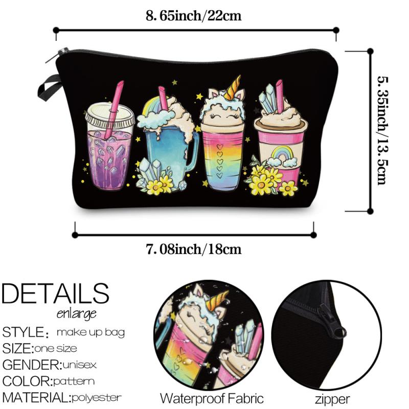 Ice Cream Pattern Makeup Bag Travel Portable Cartoon Makeup Case