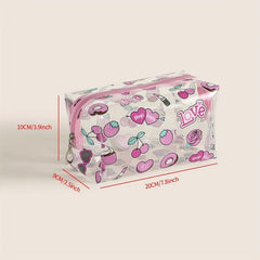 Heart Donut Pattern Makeup Bag PVC Waterproof Roomy Zipper Makeup Pouch