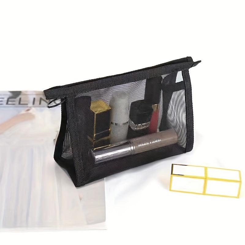 3pcs Clear Mesh Makeup Bag Cosmetic Zipper Pouch Travel Storage Organizer