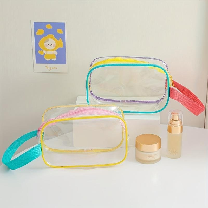 Clear Cosmetic Bag PVC Makeup Bag With Handle Travel Zipper Organizer