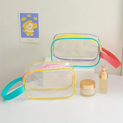 Clear Cosmetic Bag PVC Makeup Bag With Handle Travel Zipper Organizer