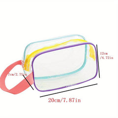 Clear Cosmetic Bag PVC Makeup Bag With Handle Travel Zipper Organizer