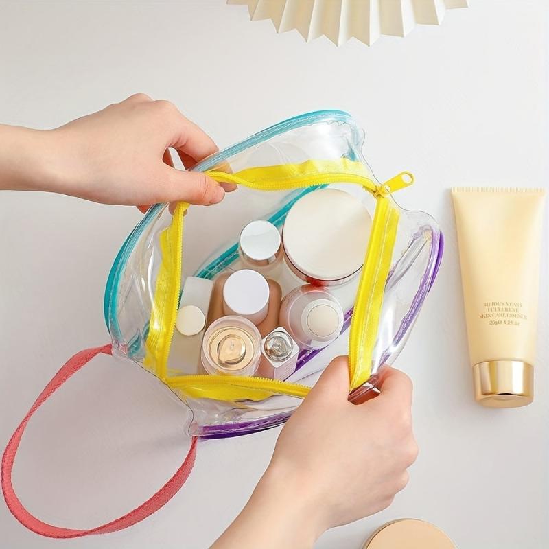 Clear Cosmetic Bag PVC Makeup Bag With Handle Travel Zipper Organizer