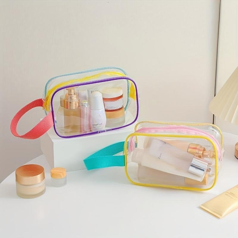 Clear Cosmetic Bag PVC Makeup Bag With Handle Travel Zipper Organizer