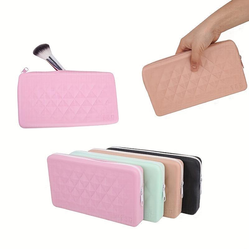Silicone Makeup Bag Zipper Roomy Makeup Brush Holder Organizer
