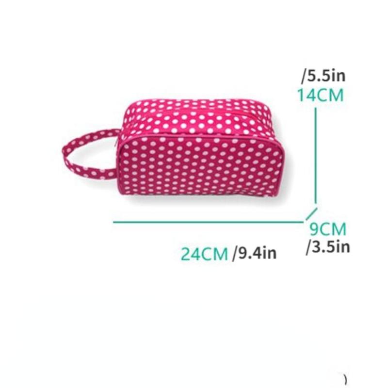 Floral Dot Pattern Makeup Bag with Handle Rose Red Pink Waterproof Handbag