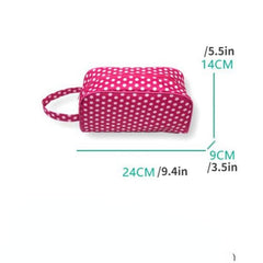 Floral Dot Pattern Makeup Bag with Handle Rose Red Pink Waterproof Handbag
