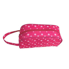 Floral Dot Pattern Makeup Bag with Handle Rose Red Pink Waterproof Handbag