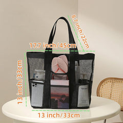 2Pcs Mesh Shoulder Storage Beach Bags Lightweight High Capacity Toiletry Bag