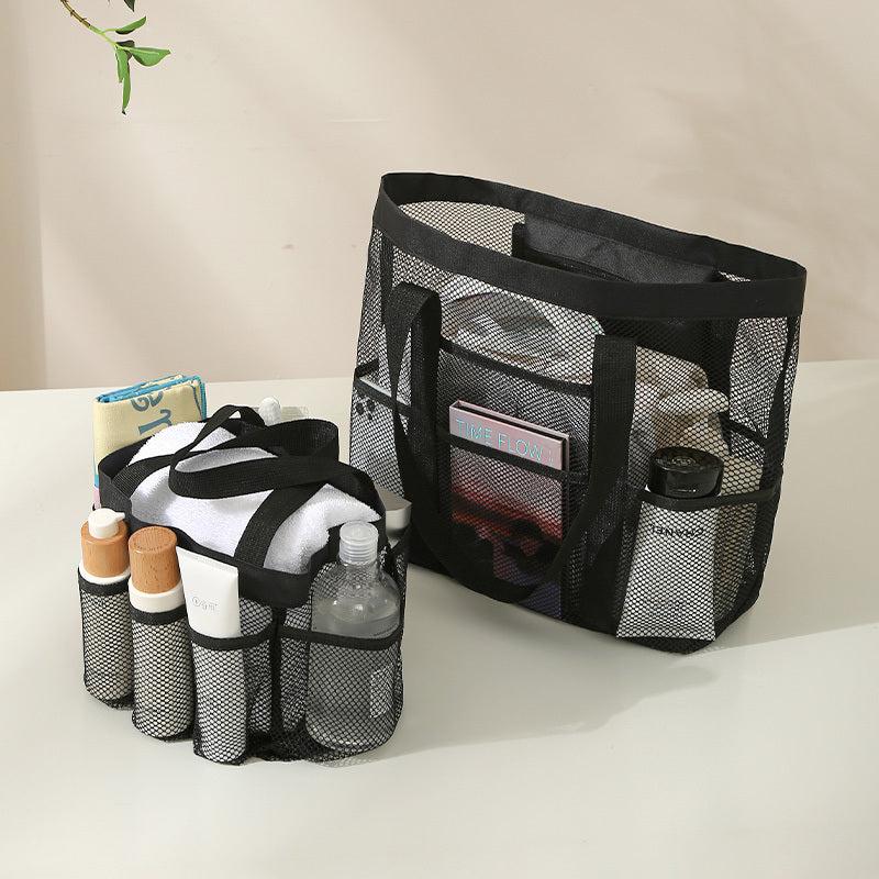 2Pcs Mesh Shoulder Storage Beach Bags Lightweight High Capacity Toiletry Bag