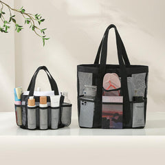 2Pcs Mesh Shoulder Storage Beach Bags Lightweight High Capacity Toiletry Bag