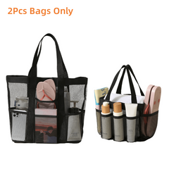 2Pcs Mesh Shoulder Storage Beach Bags Lightweight High Capacity Toiletry Bag