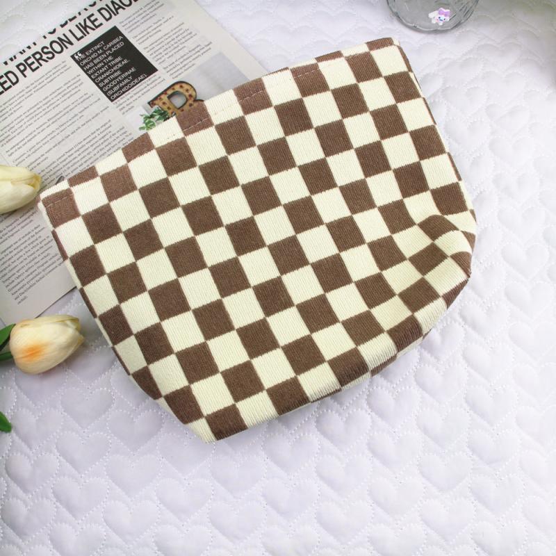 Plaid Pattern Cosmetic Bag Makeup Bag Large Capacity Purse Travel Bag