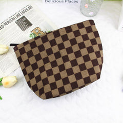 Plaid Pattern Cosmetic Bag Makeup Bag Large Capacity Purse Travel Bag