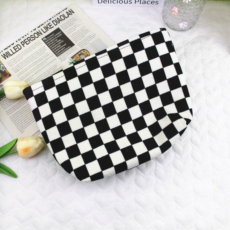 Plaid Pattern Cosmetic Bag Makeup Bag Large Capacity Purse Travel Bag