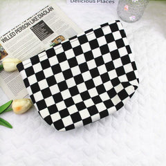 Plaid Pattern Cosmetic Bag Makeup Bag Large Capacity Purse Travel Bag