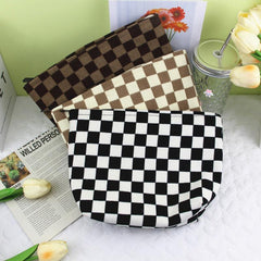 Plaid Pattern Cosmetic Bag Makeup Bag Large Capacity Purse Travel Bag