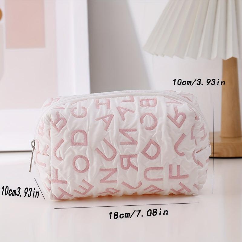 Letter Zipper Makeup Bag For Women Roomy Travel Toiletry Bag