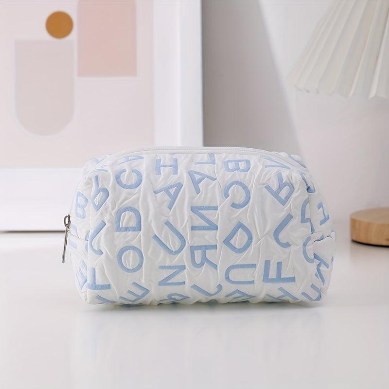 Letter Zipper Makeup Bag For Women Roomy Travel Toiletry Bag