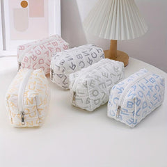 Letter Zipper Makeup Bag For Women Roomy Travel Toiletry Bag