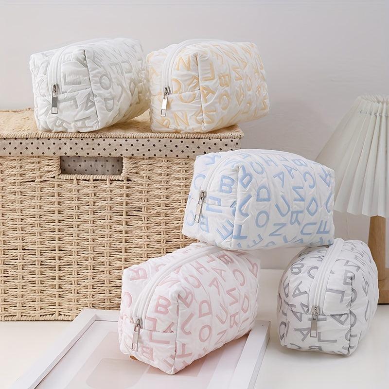 Letter Zipper Makeup Bag For Women Roomy Travel Toiletry Bag