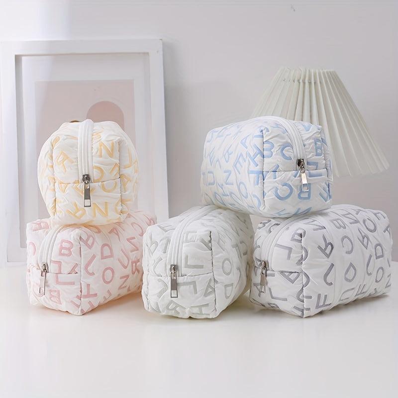 Letter Zipper Makeup Bag For Women Roomy Travel Toiletry Bag