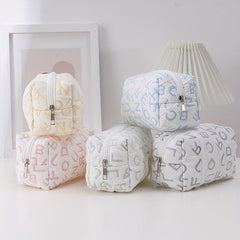 Letter Zipper Makeup Bag For Women Roomy Travel Toiletry Bag