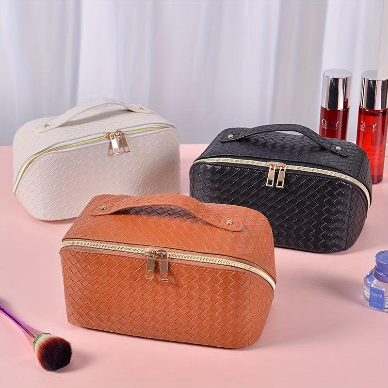 Large Capacity Travel Cosmetic Bag PU Leather Waterproof