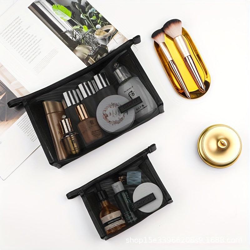 3pcs Mesh Makeup Bag Cosmetic Zipper Pouch Travel Storage Bag 3 Sizes