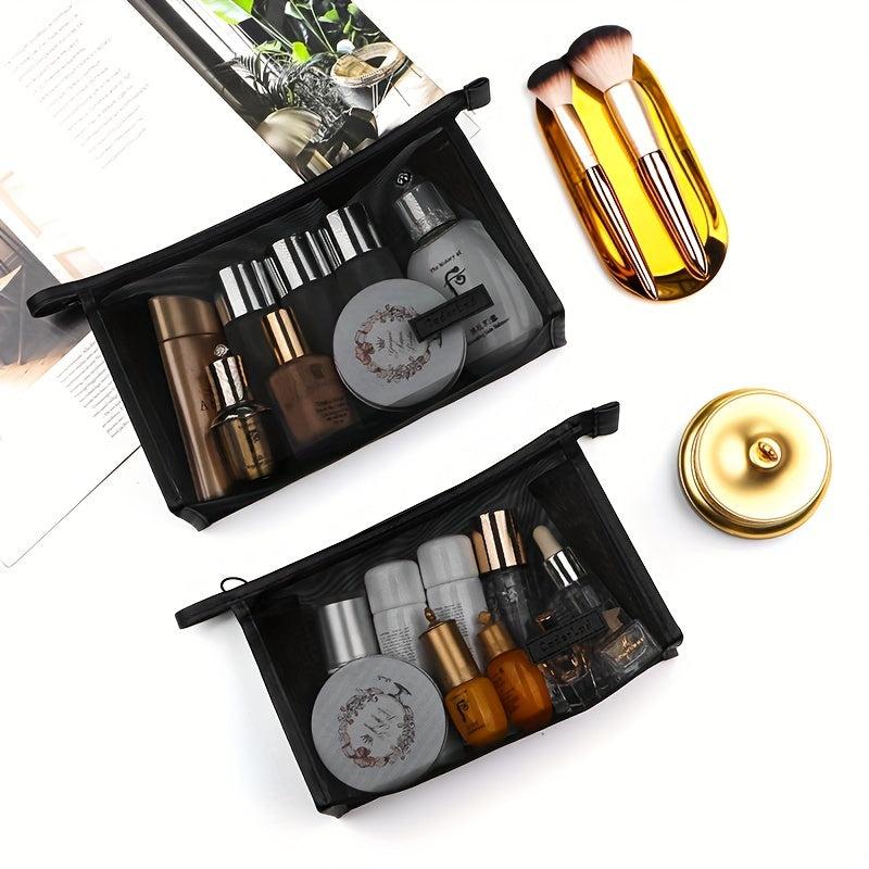 3pcs Mesh Makeup Bag Cosmetic Zipper Pouch Travel Storage Bag 3 Sizes